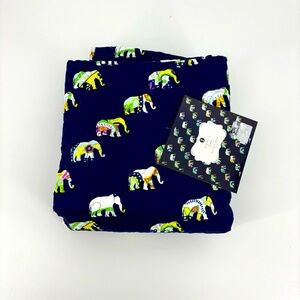 NWT Ivy Hill Throw Elephant Quilted Colorful Animal Print Kids Navy Size 50X60